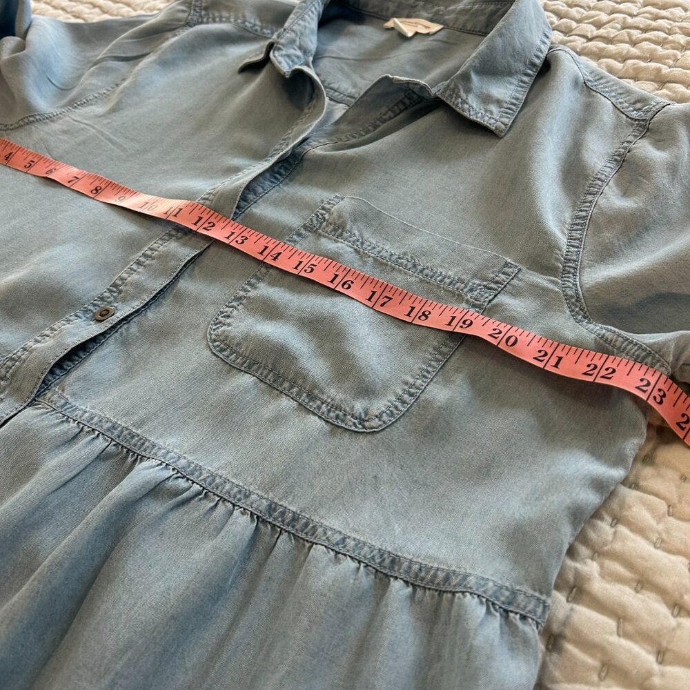 BeachLunchLounge Tiered Tencel Chambray Shirt Dress plus size XXL - Picture 7 of 8